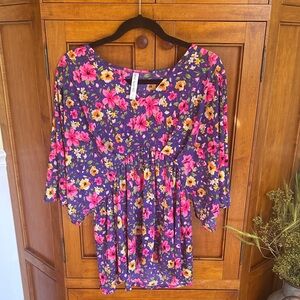 Floral Elegance Blouse - Purple and Pink